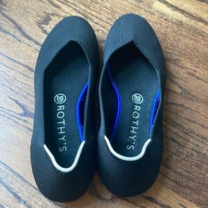 Rothy's The Flat Ballet Black Rounded Toe Sustainable Knit Classic Size 8.5